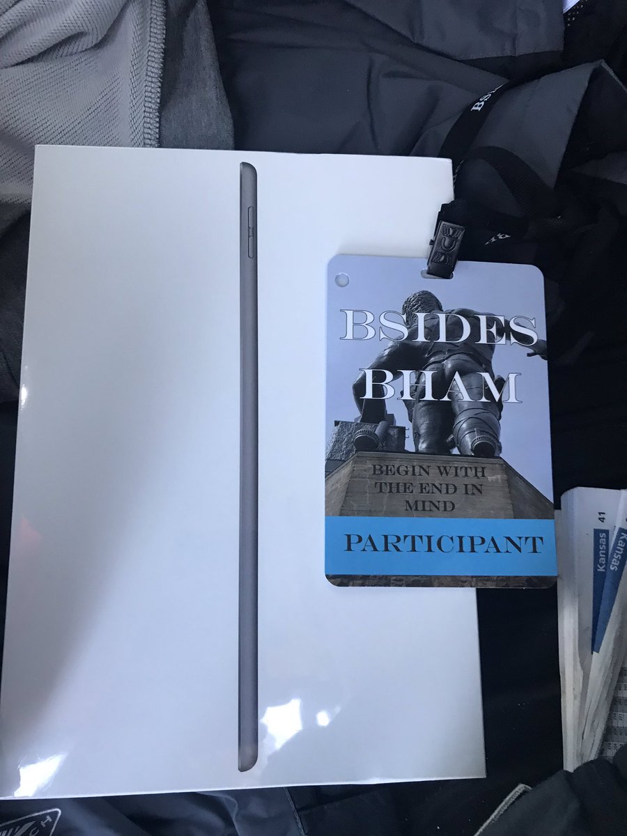 My thanks to <a href="/BSidesBHAM/">BSidesBirmingham (Alabama)</a> for a great BSides and <a href="/packetninjas/">Packet Ninjas</a> for a fun CTF and prize!