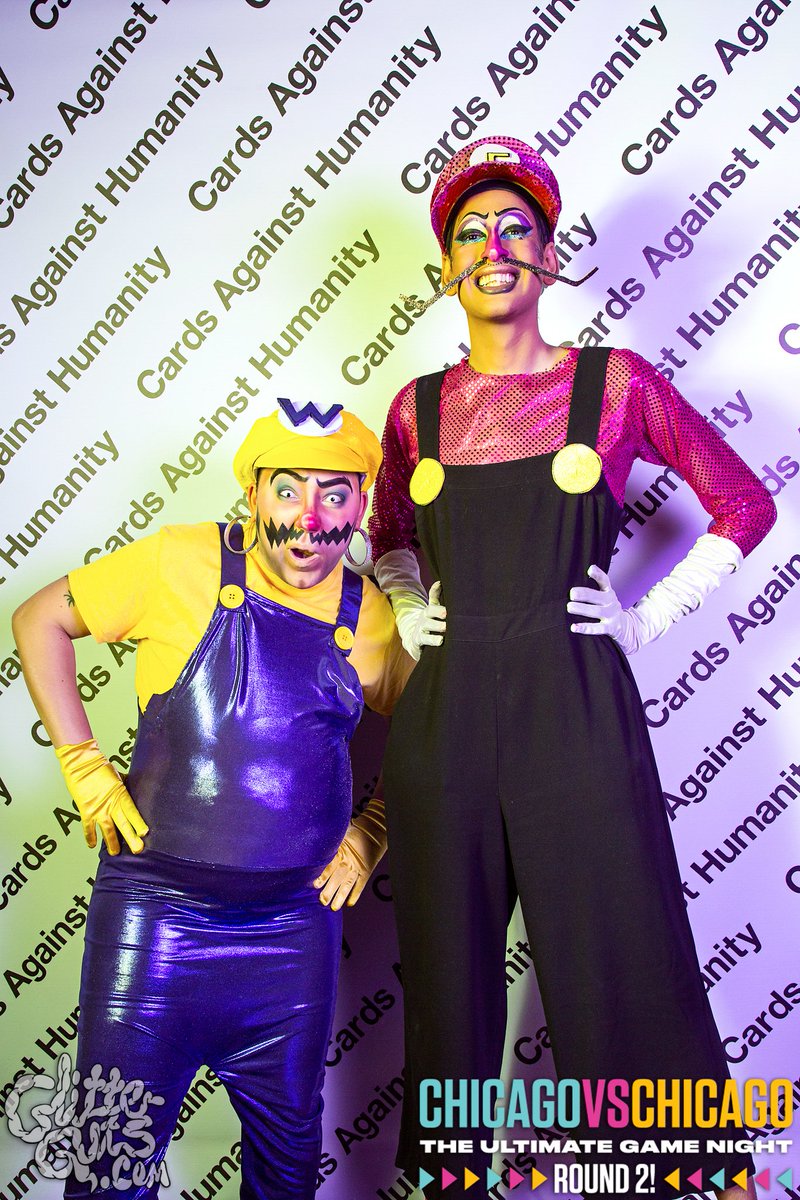 GlitterGutsy's tweet photo. Cosplaying hosts + guests at the @CAH/@Do312 game night #ChicagoVsChicago!
(We may have to start playing with alternative lenses/styles/gels with every step-and-repeat we get asked to do; they're just SO much less exciting than portraits otherwise) #FultonMarketChicago https://t.co/t1g7nGNM3o