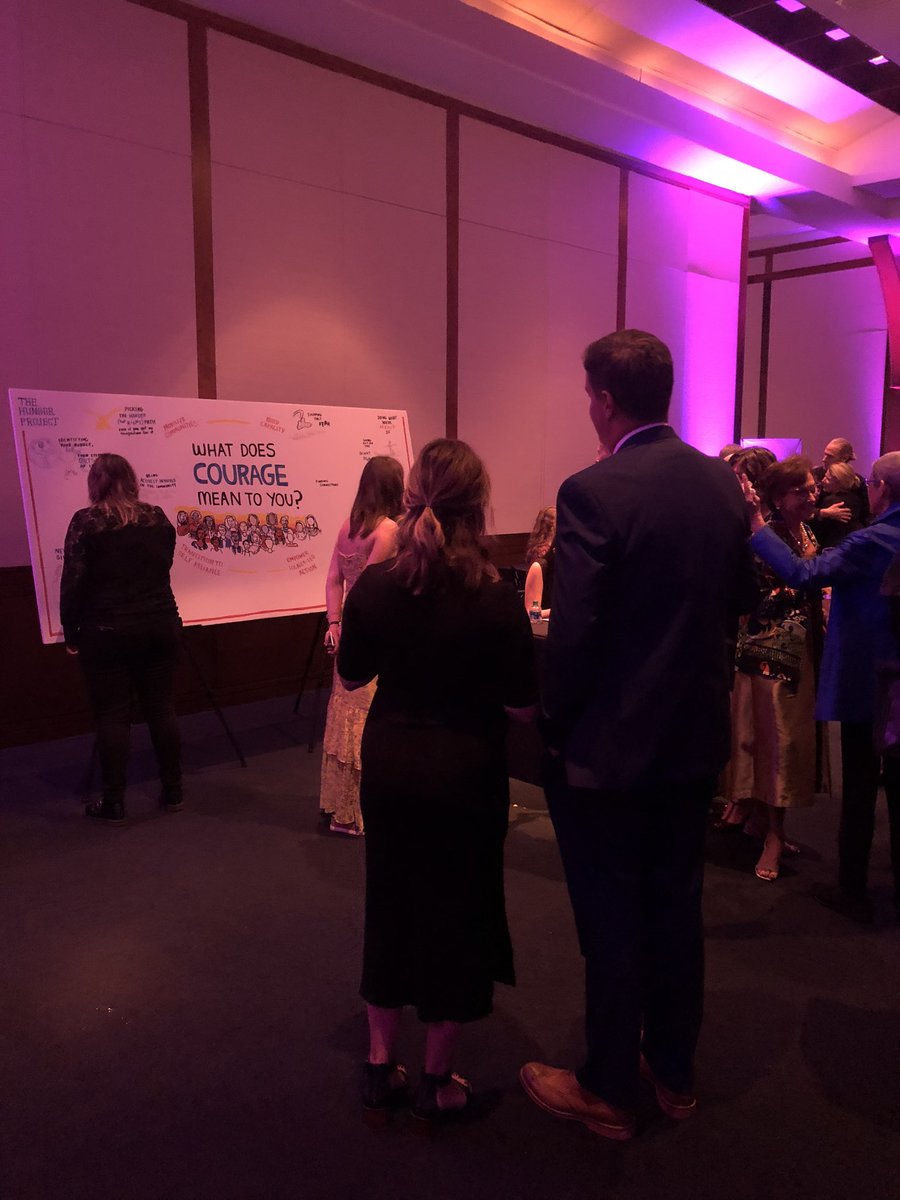 HungerProject's tweet photo. What does courage mean to you? Our artist is creating a mural of what courage means to our guests. #CouragetoConnect #THPFallEvent2019 https://t.co/YxuZgu6Rnc