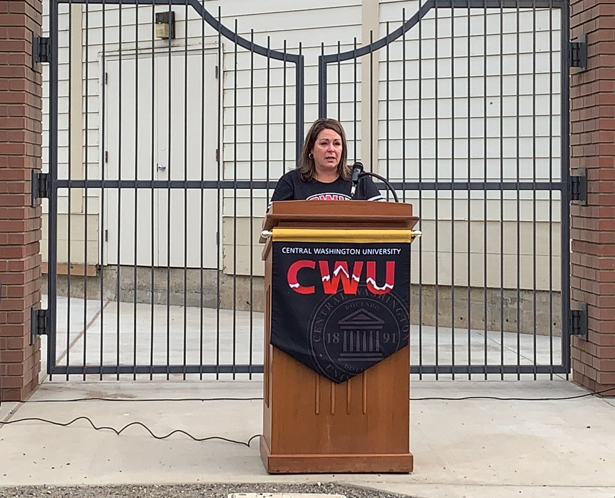 CWUAthletics's tweet photo. Thank you to everyone to attended the the Scott Wade Gate Unveiling this afternoon. He will forever be remembered here at Central Washington University.
#CWU #ReignCrimson https://t.co/EDwcEy99Ez