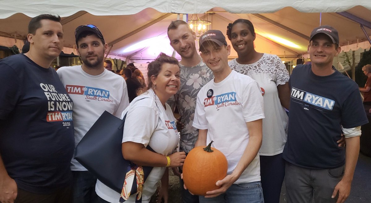 Congressman @TimRyan’s team is having a blast at the #fallforgreenville festival today!  Thank you for your support, @Countonforsc, @MichaelMcCord25, @zacbish7, & @dugankyle105!  #Ryan2020