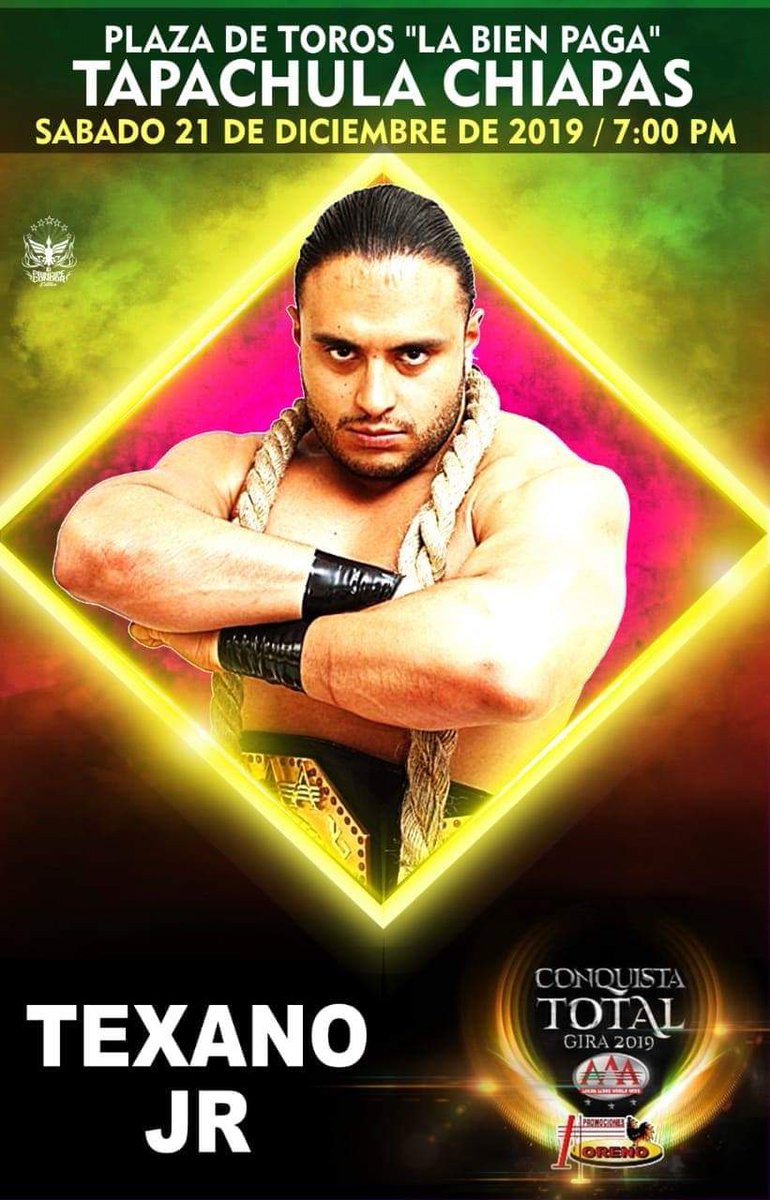 PromoMorenoTap's tweet photo. Llega a Tapachula este próximo 21 de diciembre en la Plaza de toros parte de los mercenarios con la aparición de @ElTexanoJr No te lo puedes perder.
Nos faltan más sorpresas 😎
#PromocionesMoreno lo hace posible
#ClubGallos #AAA #ConquistaTotal https://t.co/ecWGalLmLW