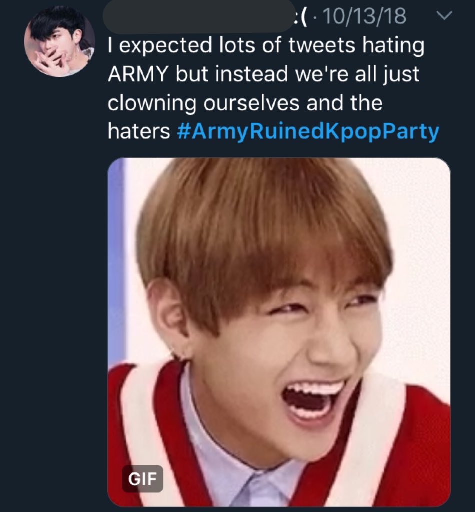But ARMYs were starting to notice after looking into it more that it wasn’t antis who started the tag. Yes, ARMY started the #/ARMYsRuinedKpopParty tag. Sorry not sorry. What we didn’t know is that we were about to get “kicked out of kp0p”. 