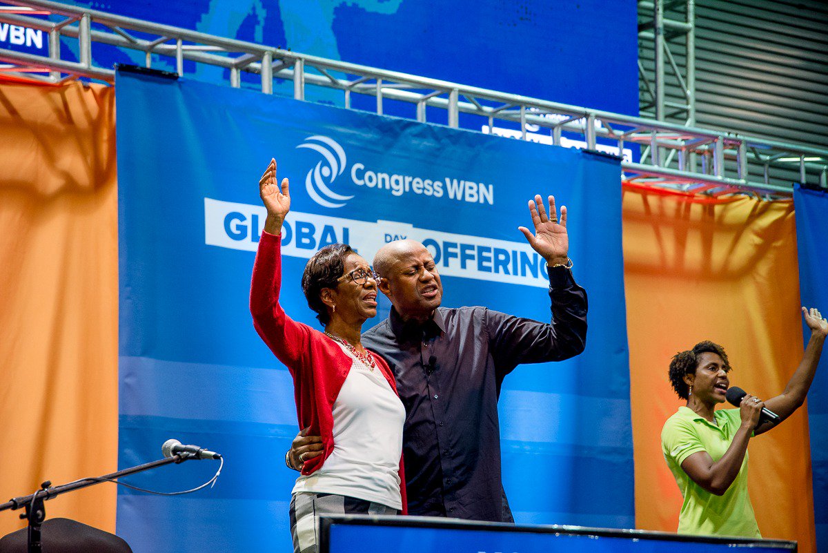 CongressWBN's tweet image. Dr. Woodroffe and his wife Sis June leading the saints in worship at #GDOGroundZero and leading the Congress into this incredible Global Day of Offering #CWBNGlobalOffering