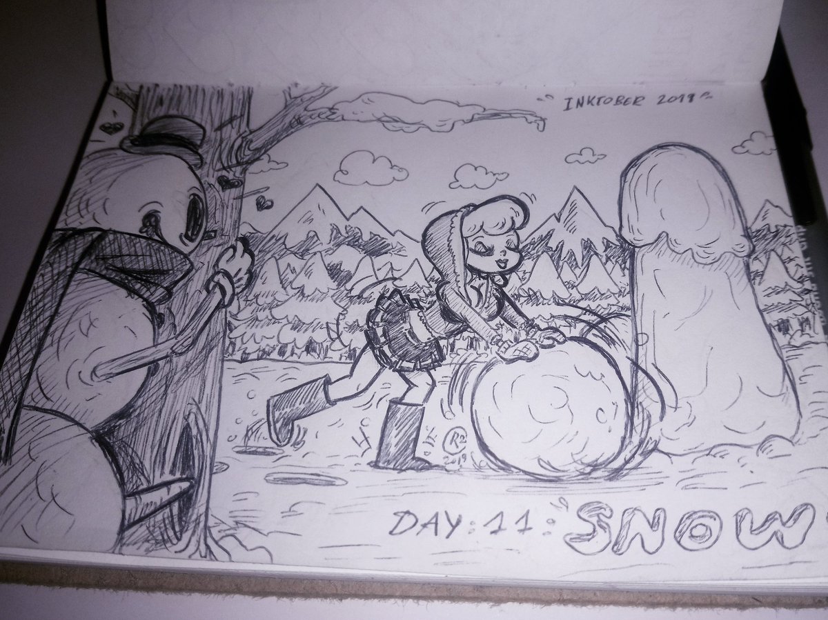 Inktober 2019 /day11 : "snow" 
#inktober2019 #inktober #day11 #snow #pinup #fleischer #fleischerstyle
#snow #snowman  #snowy  #spaceinvader #excited #ice #white #jackfrost #hiden #voyeur #snowball