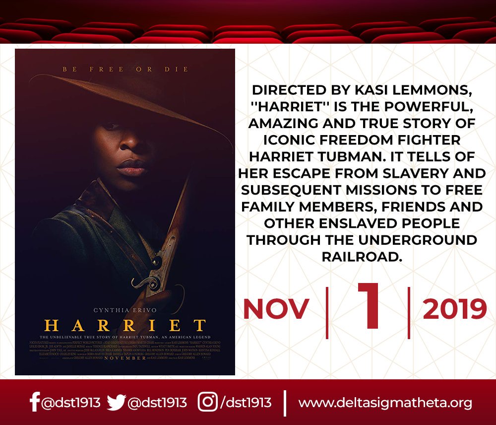 The Fall #DSTRedCarpet movie is #Harriet. The story of leading abolitionist Harriet Tubman, whose bravery &amp; ingenuity were the source of freedom for hundreds of enslaved persons, including members of her own family. Make plans to see #Harriet in theaters everywhere on 11/1.