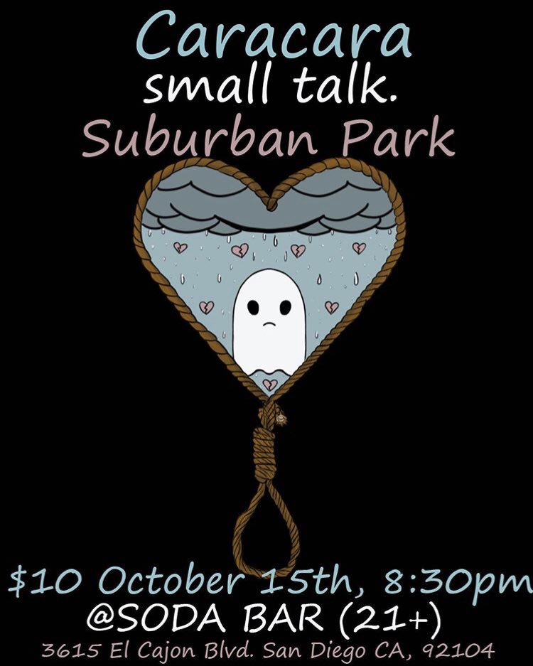 TUESDAY @ Soda Bar – <a href="/caracaraphilly/">Caracara</a> w/ small talk, <a href="/SuburbanParkSD/">Suburban Park</a> • 🎟: eventbrite.com/e/caracara-tic…