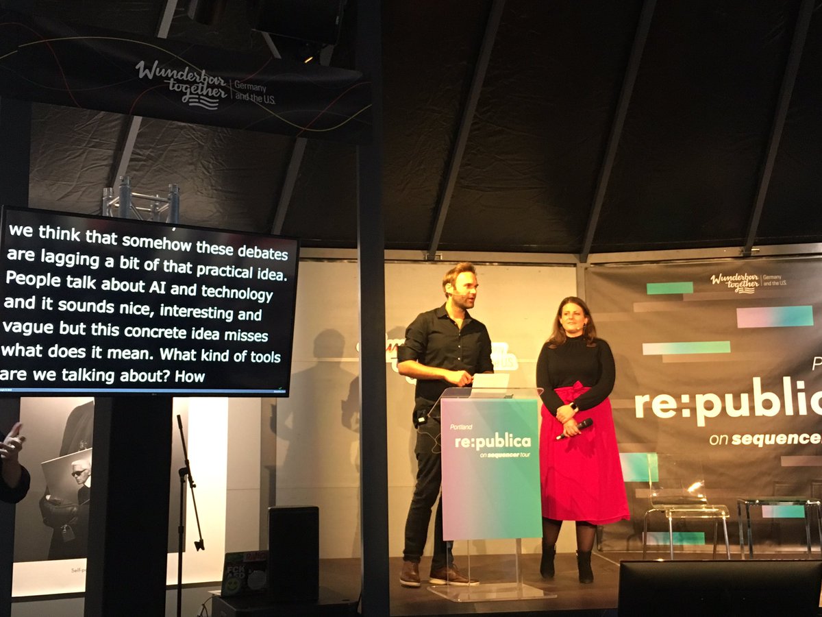 djane0815's tweet image. Really nice and interactive talk on „The Cube: A Tale of an AI-Ruled State“ on our final Stop of @SequencerTour in Portland by @saelhoff @anncathrin87 ! Thanks for involving us all on the questions of chances and risks on AI! #rpPortland #wunderbarTogether