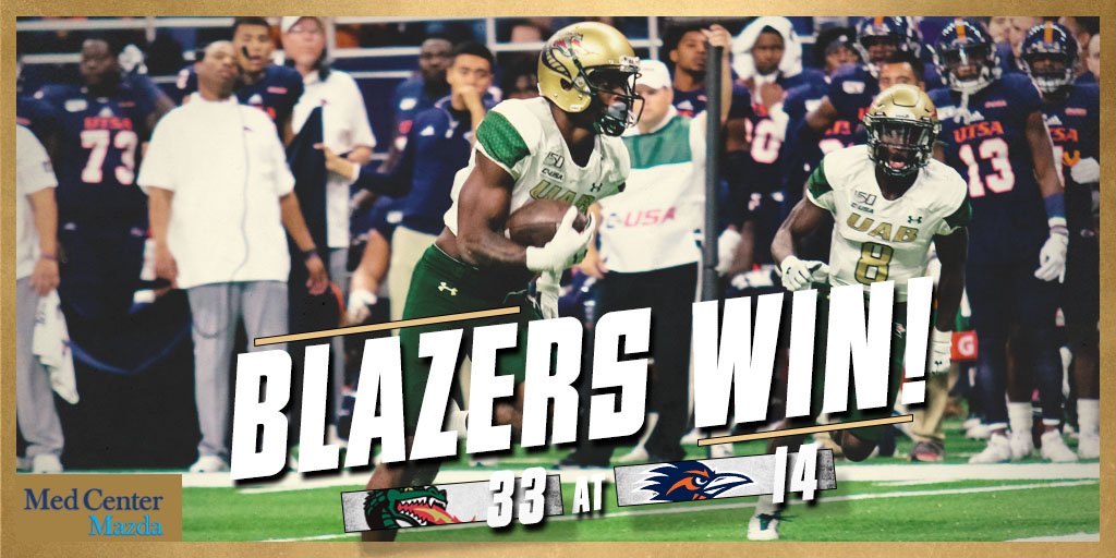 🗣️BLAZERS WIN!

Austin Watkins Jr. has a career night on UTSA's stout pass defense as UAB improves to 5-1 on the year with the victory!