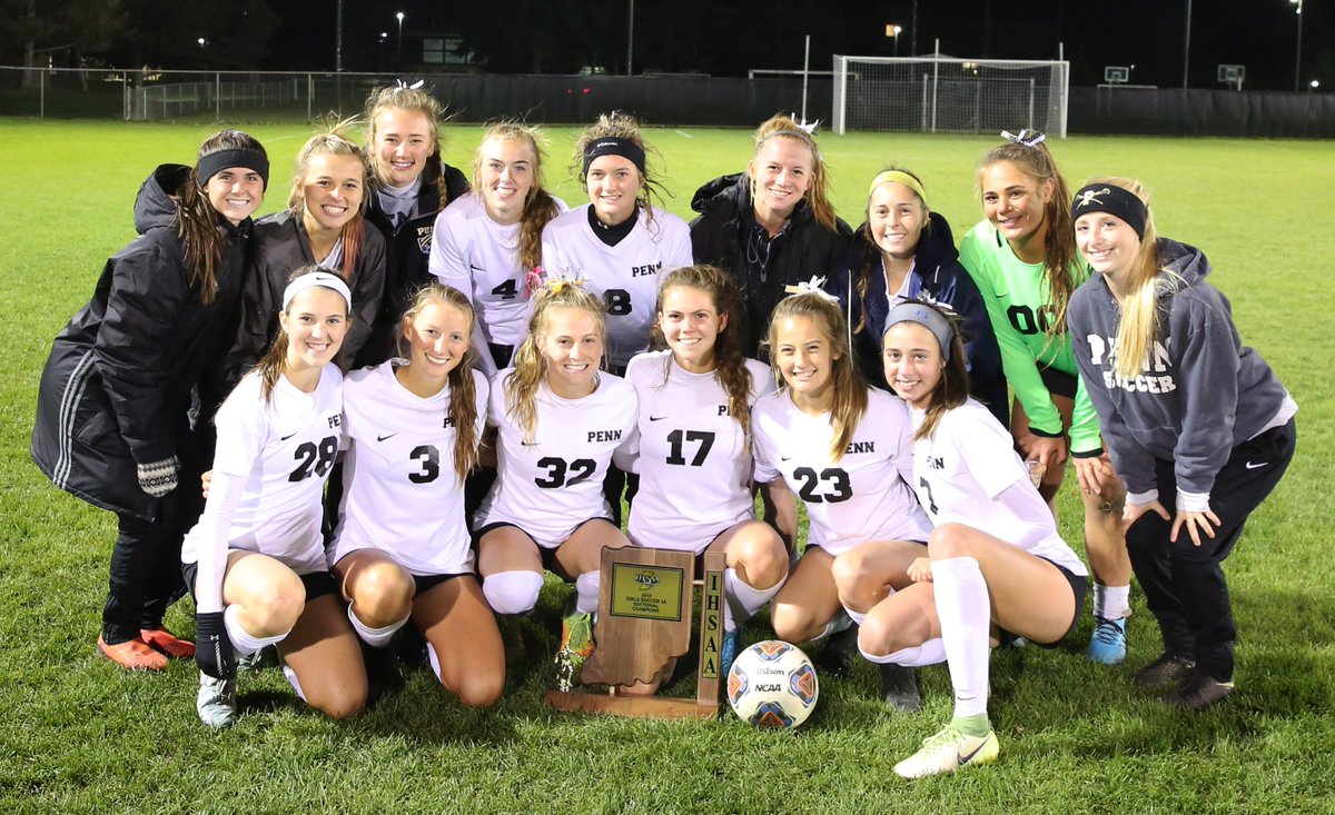 The_Pennant's tweet image. The Penn Girls Soccer Team Seniors own four Sectional Championships in their four years in the Program. #GoldBlooded