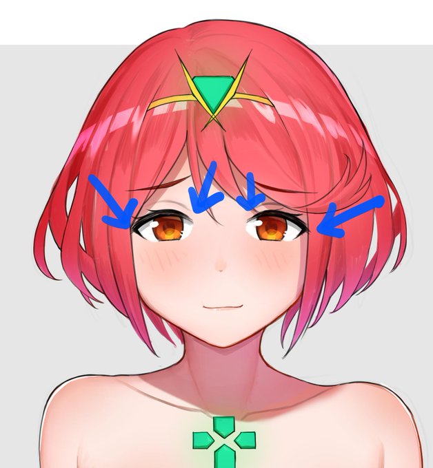 絵の研究結果、最近萌絵では目の横を少し赤く(暖色)することが流行ってて、すごく簡単に絵が可愛くなるからおすすめ。 