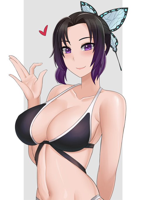 Azuran0 (COMMS OPEN)さんがTwitterに投稿した胡蝶しのぶ(鬼滅の刃)のイラスト。