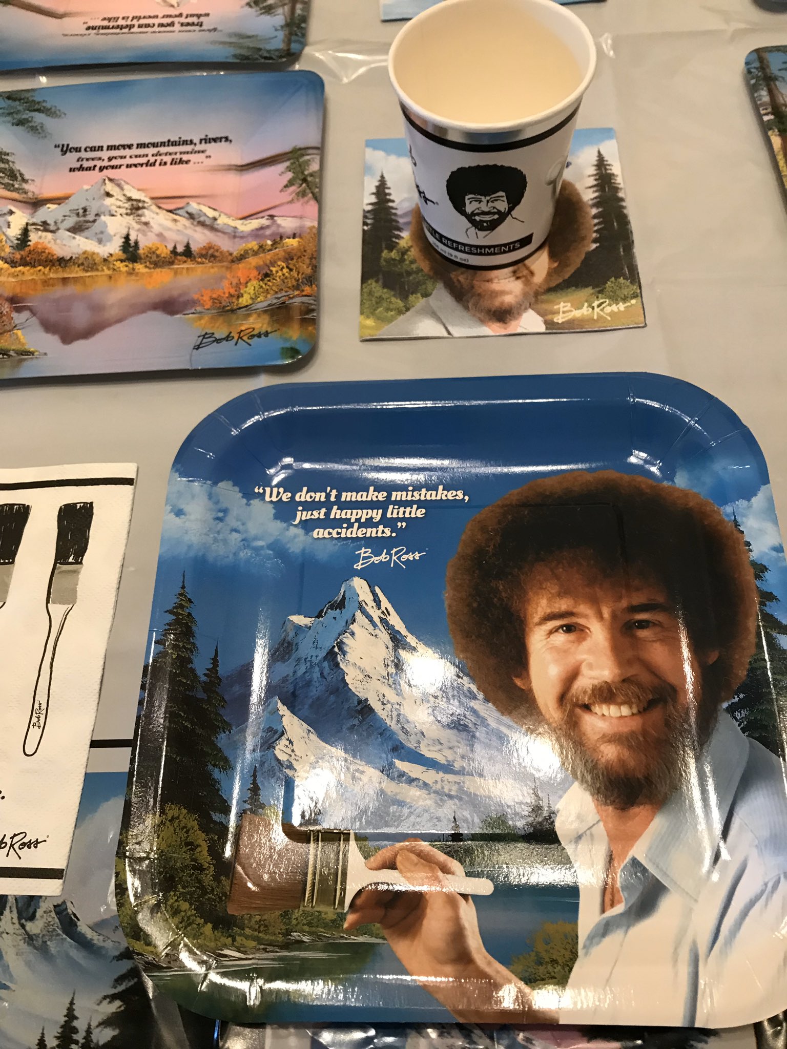 Love that my now 10 year old loves Bob Ross. Happy Birthday, kid. Make those happy trees  
