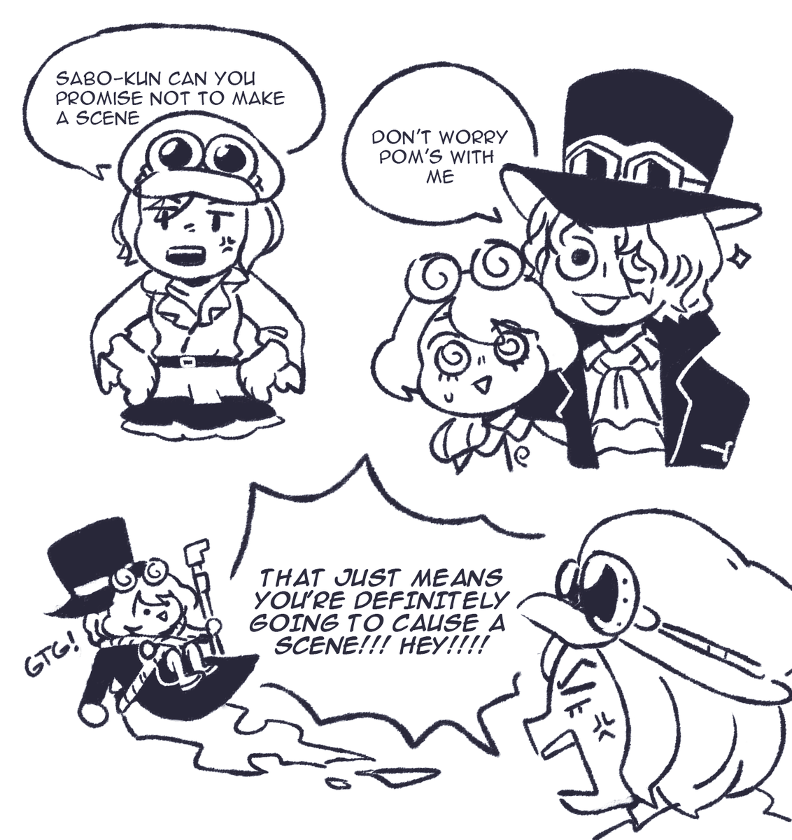 shes a literal escape goat ??

sabo's the one to recruit her into the rev army (she asked to join. she wants to throw hands w/ celestial dragons for a living) 