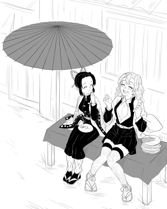 しのぶさんと蜜璃さん@甘味処 