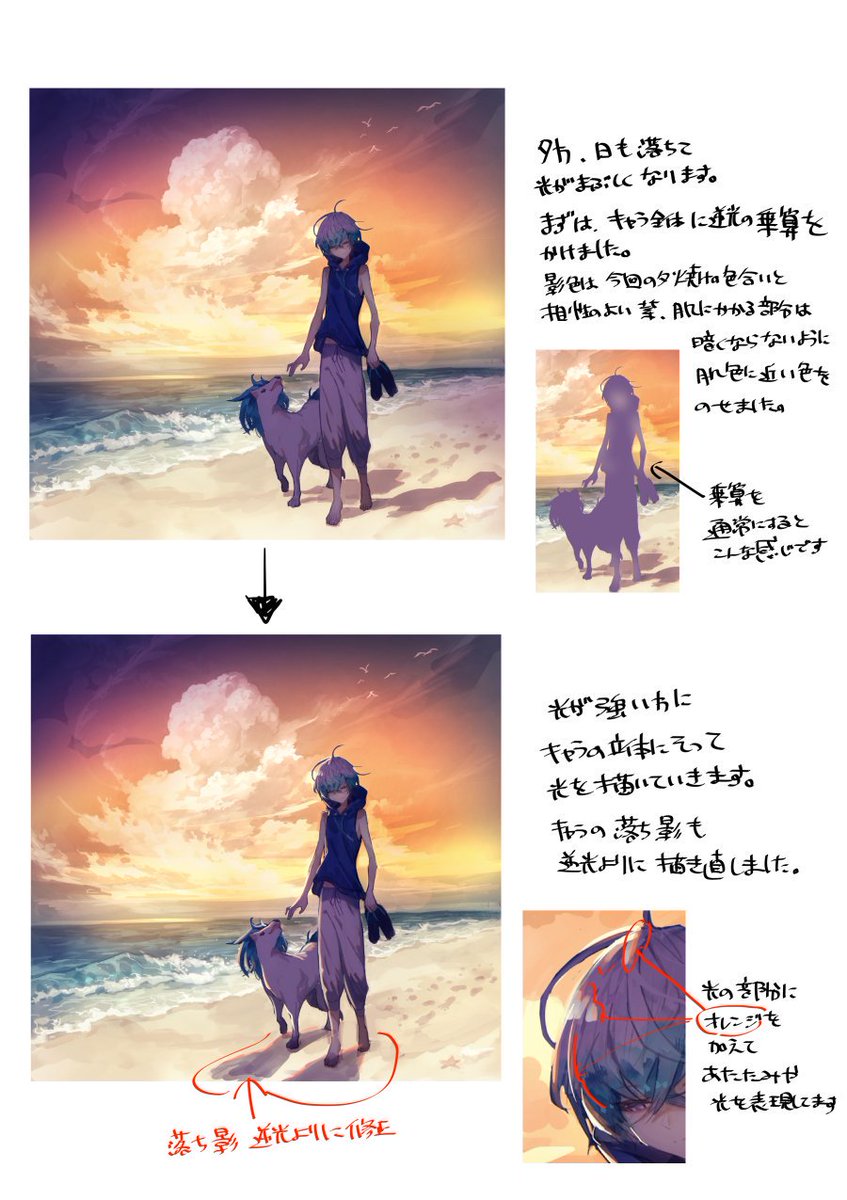キャラと背景をなじませる事について 再掲 村カルキ のイラスト キャラと背景をなじませる事について 再掲 村カルキ のイラスト