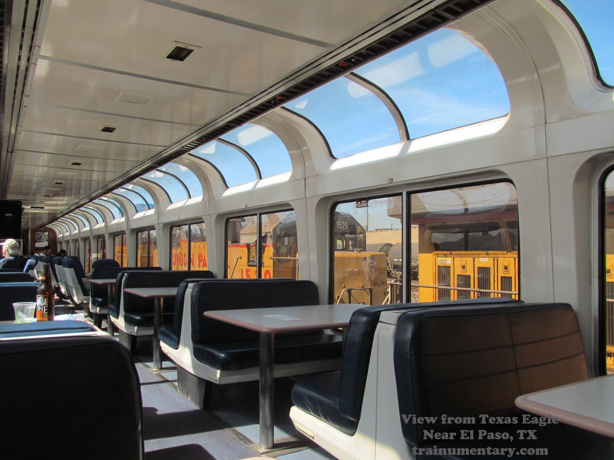 This view from the Texas Eagle's scenic car is near El Paso.