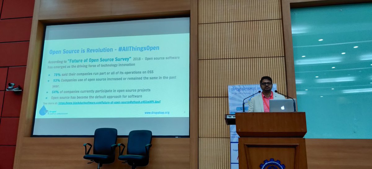 parth_gohil's tweet photo. Second day at #DCM19 kicked off by @tweet_rachit addressing @SpokenTutorials certified students. https://t.co/dfcune2CC8