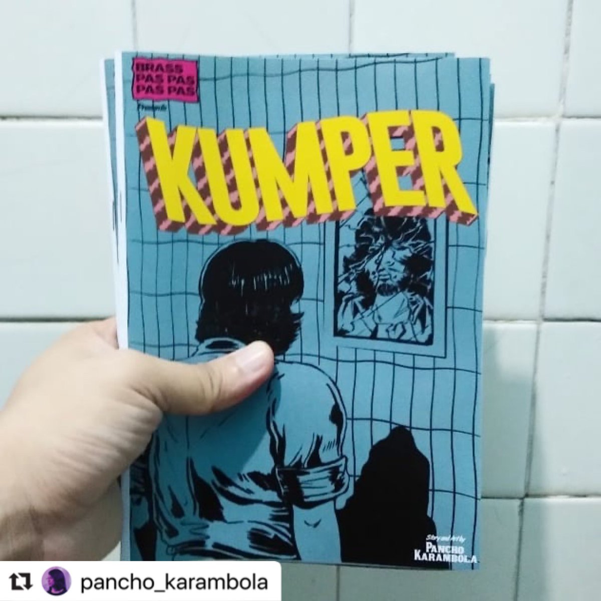 BrassPasPas's tweet photo. #Repost @pancho_karambola
・・・
Wag mo nang dagdagan ang sakit ng ulo mo.

Last chance to get this exclusive Komiket 2019 print of Kumper. A special komiks/zine collab project with @brass_paspaspaspas

See you at Sunday Komiket!
#kumper
#brasspaspaspaspas
#komiket2019
#comics https://t.co/VD2lOUFyGJ
