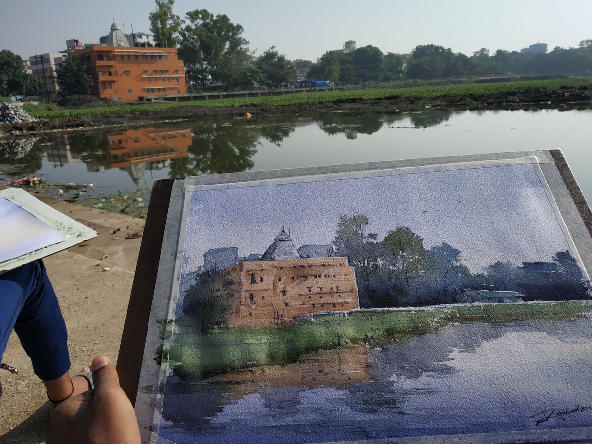 artistRahul12's tweet photo. Morning plein air at #ranchilake #pleinair #Watercolor #watercolourpainting #landscape #outdoor https://t.co/nPtABBQMpo