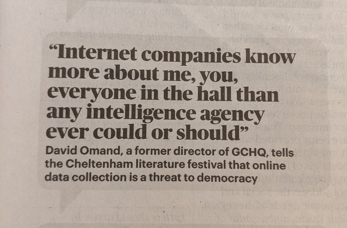 Former GCHQ boss says internet companies hold more data on individuals than spy agencies ever could. If only there was a different model for the internet being worked on... (<a href="/ethstatus/">Status</a> )