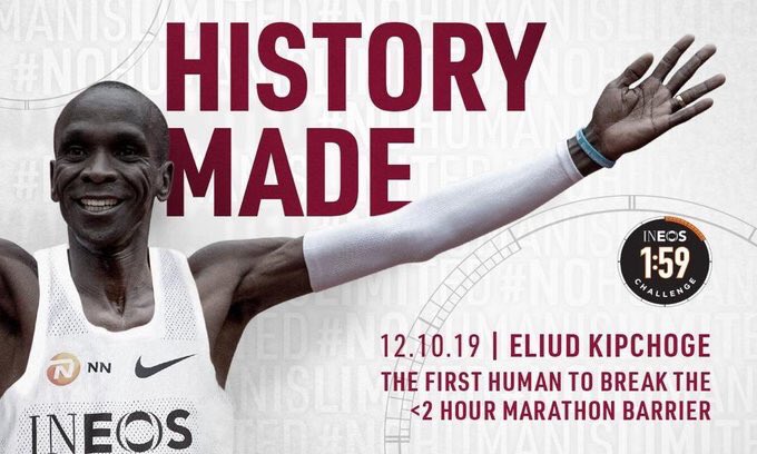 Amidst your struggles, frustrations &amp; fears today, know that you have it in you to be &amp; to do more than you thought, to be a #HISTORYMAKER keep pushing Don’t give up. <a href="/EliudKipchoge/">Eliud Kipchoge - EGH🇰🇪</a> you’ve inspired humankind, thank you