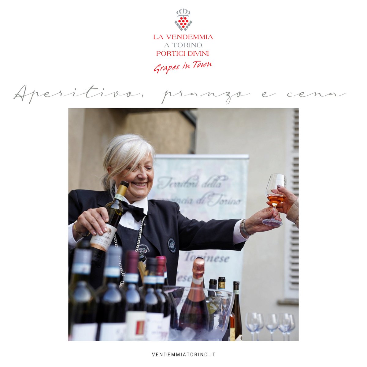 Siamo tornati, con #porticidivini2019 e #VendemmiaTorino!
Vieni a gustare con noi l'eccellenza del #Piemonte in un bicchiere di #vino! 🍷 

vendemmiatorino.it

<a href="/ContradaTorino/">Fondazione Contrada</a> <a href="/CamComTorino/">Camera Commercio TO</a> <a href="/turismotorino/">Turismo Torino</a> @Visit_Piemonte <a href="/regionepiemonte/">Regione Piemonte</a> <a href="/twitorino/">Città di Torino</a>