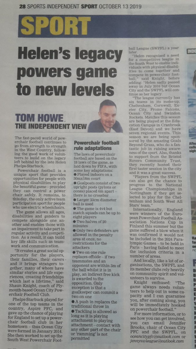 SWPFL's tweet photo. Nice little write up in today's @thesundayindy newspaper! 😀⚽📰 @GoalsBG @OceanCityPFC https://t.co/un3HuSchWT