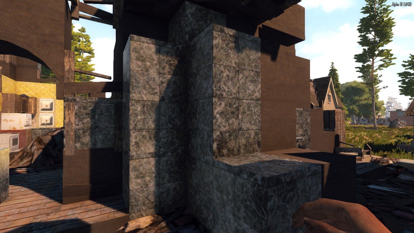 秋浪 7dtd A18 Exp Day10 現ビルドになってから グラフィックのテクスチャーバグが目立ちます これは大理石ブロックのテクスチャーに置き換わっている状態 こうなっちゃうとゲームをリスタートしないとダメ見たいです