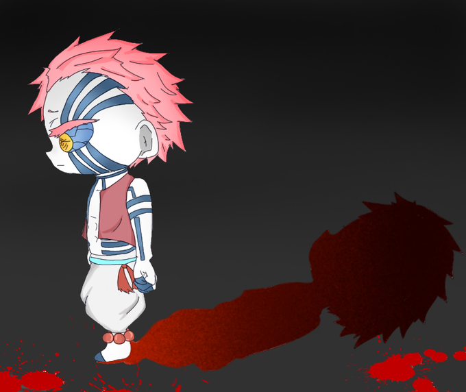 闇壱 鬼子さんがTwitterに投稿した猗窩座(鬼滅の刃)のイラスト。