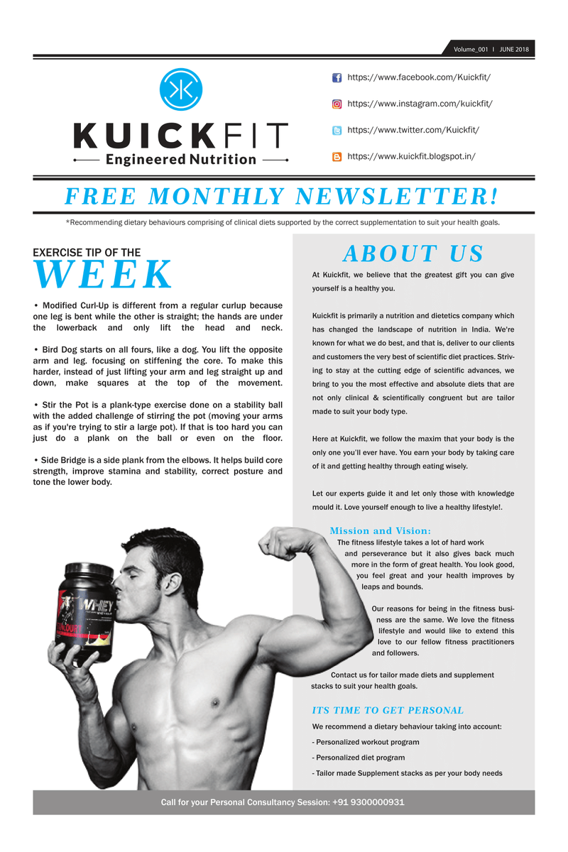 Kuickfit's tweet photo. Kuickfit- Engineered Nutrition Newsletter
#kuickfit
#kuickfitmohali
#nutrition
#klrfit
#9300000931 https://t.co/6dOKeYWE9R