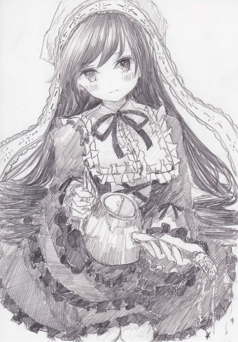 シャーペンで描きました。
ローゼンメイデンより翠星石です 