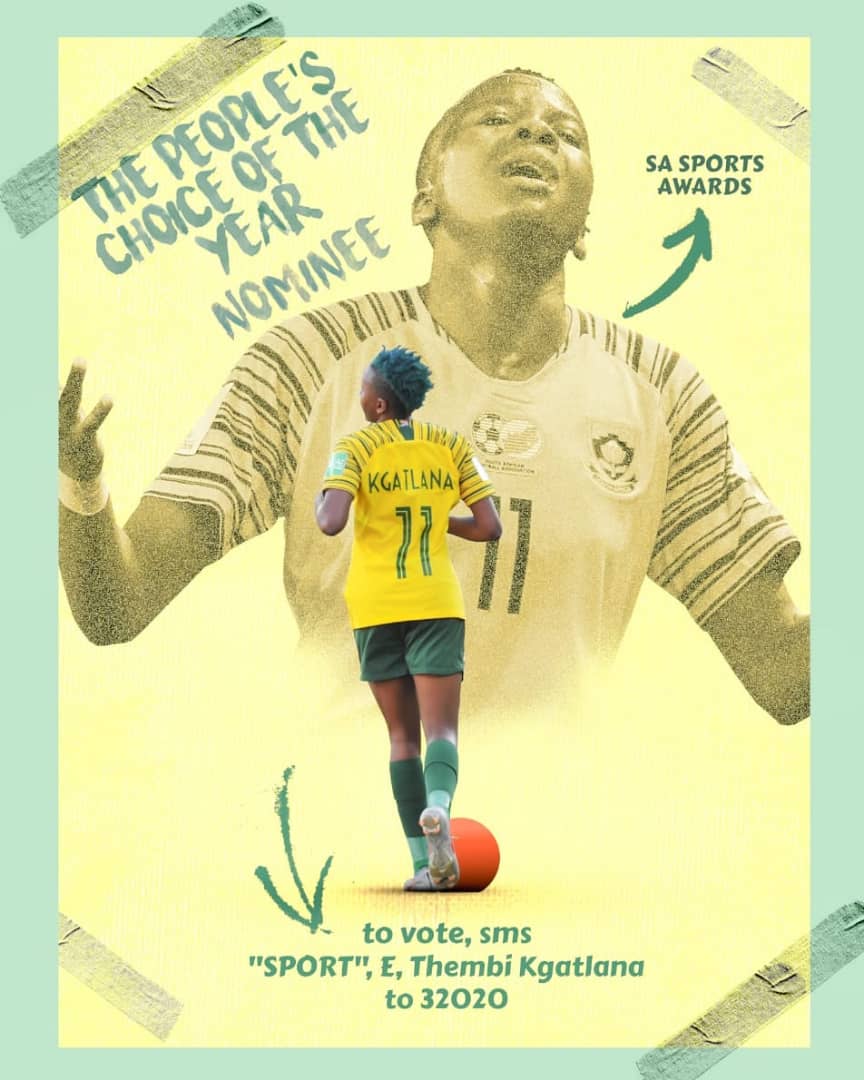 UWCMediaSociety's tweet image. Announcement 📢
There is still 4 weeks left to vote for our talented @Kgatlanathe1st for People’s Choice of the year. Remember you can vote as many times as you want. Sms costs R1,30 per sms. 
SMS: SPORT, E, Thembi Kgatlana to 32020.