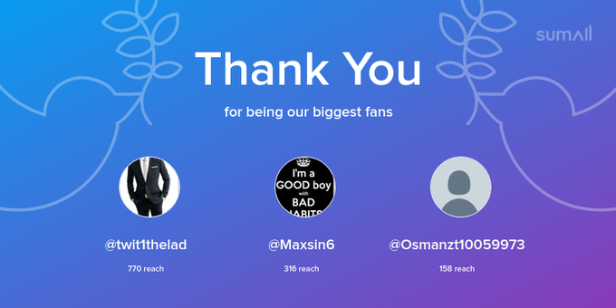 Our biggest fans this week: twit1thelad, Maxsin6, Osmanzt10059973. Thank you! via https://t.co/vfXGQ8Bu0x