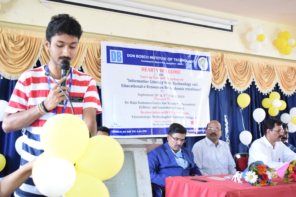PavanGowda_R's tweet photo. National Workshop on "Information Literacy Tools (ILTEeAE) -2019 organized by RRCKR, DBIT, in association with Vtu Consortium, VTU
For Collaborations/
Contact: +91 9902248394 | +91 6360783454
Email:emceepavan@gmail.com
#Organizer #Host #EmceePavan #Host #Emcee #EmceeDiaries https://t.co/AZebJSYXB4