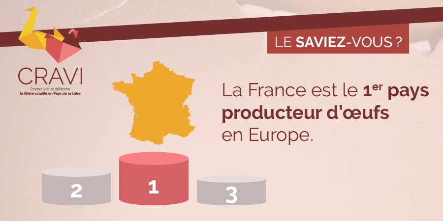 #journeemondialedeloeuf #LeSaviezVous La France est le 1er pays producteurs d'oeufs en #Europe 
Plus de détail sur la production ▶️cravi.fr/poules-pondeus…