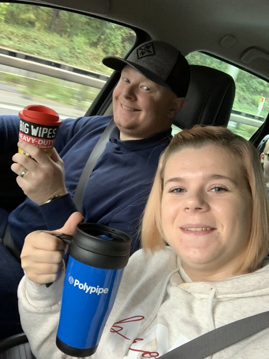 On a road trip, thank you for the travel mugs 👍🏻😁