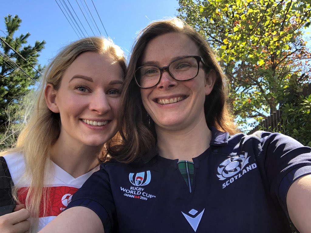 Broughton &amp; <a href="/LismoreLadies/">Lismore Ladies RFC</a> are hoping <a href="/Scotlandteam/">Scottish Rugby</a> are big in Japan today. Dani &amp; Sheila following the Scottish fortunes in Yokohama today. ##RWC2019 #JPNvSCO