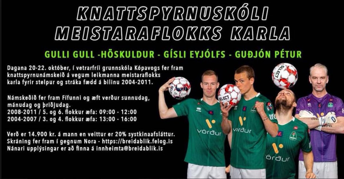 Gott framtak. Nokkrir leikmenn meistarflokks karla með knattspyrnuskóla í vetrarfríi grunnskóla Kópavogs dagana 20.- 22. október.