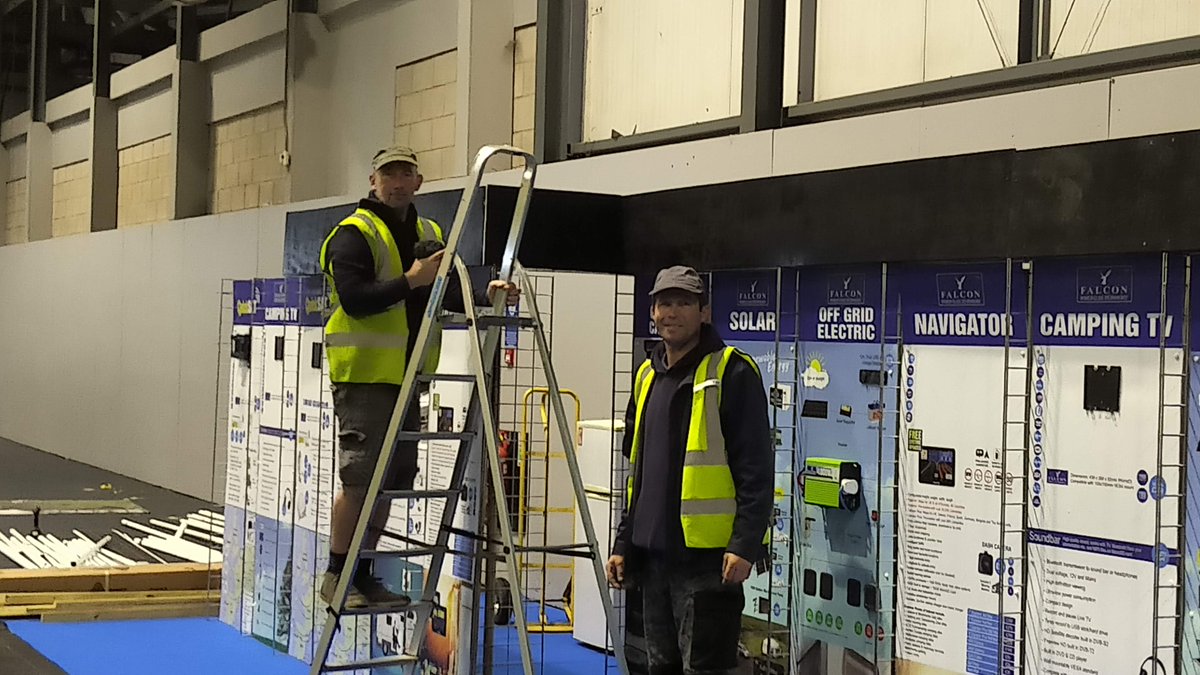 falcontechnical's tweet image. Construction has started on our stands at the NEC for The Motorhome and Caravan Show opening Tuesday.