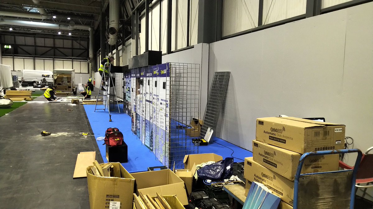 Construction has started on our stands at the NEC for The Motorhome and Caravan Show opening Tuesday.