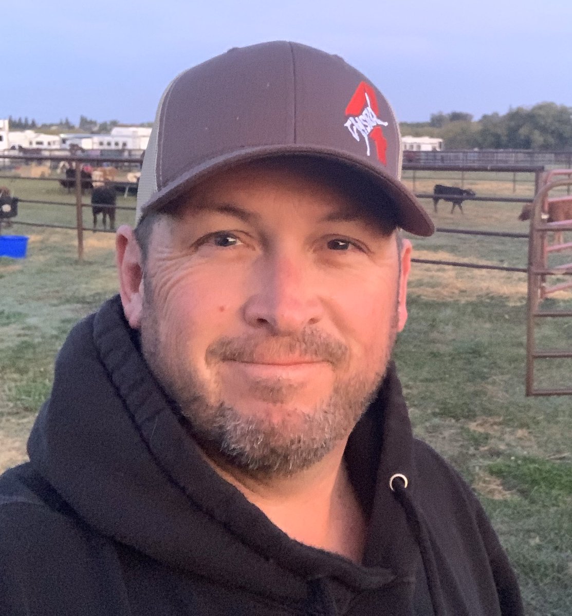 DaveWestrick's tweet photo. This is my “I’m at a rodeo in my trailer, the wife wants to curl her hair, I want coffee so I need to go outside and turn on the generator face at 6:30 AM” #rodeo #cHSRA #NHSRA #oakdale https://t.co/rlEtxmlWCr