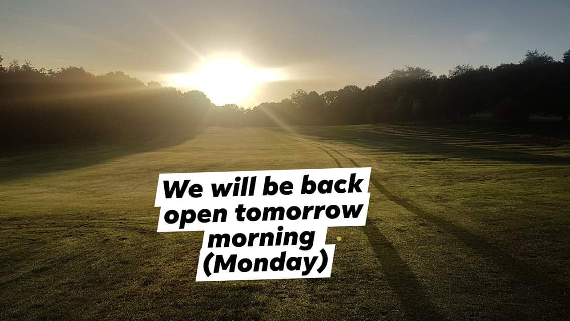 Tomorrow morning we will reopen after today's heavy rain , come on up for a lovely game of golf.
..
. 
..
. 
#golf #golfchat #golfer #greenkeeper #birmingham #birminghamuk #westmidlands #brum #brumhour #westmidlandshour #OneTeam #mytime #showpassion