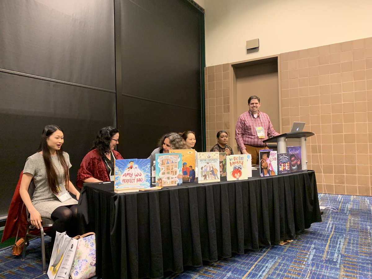 mariapwalther's tweet photo. Next up, @dylanteut and his panel of amazing authors! @ILAToday #ILA19 https://t.co/s405CX8OIs
