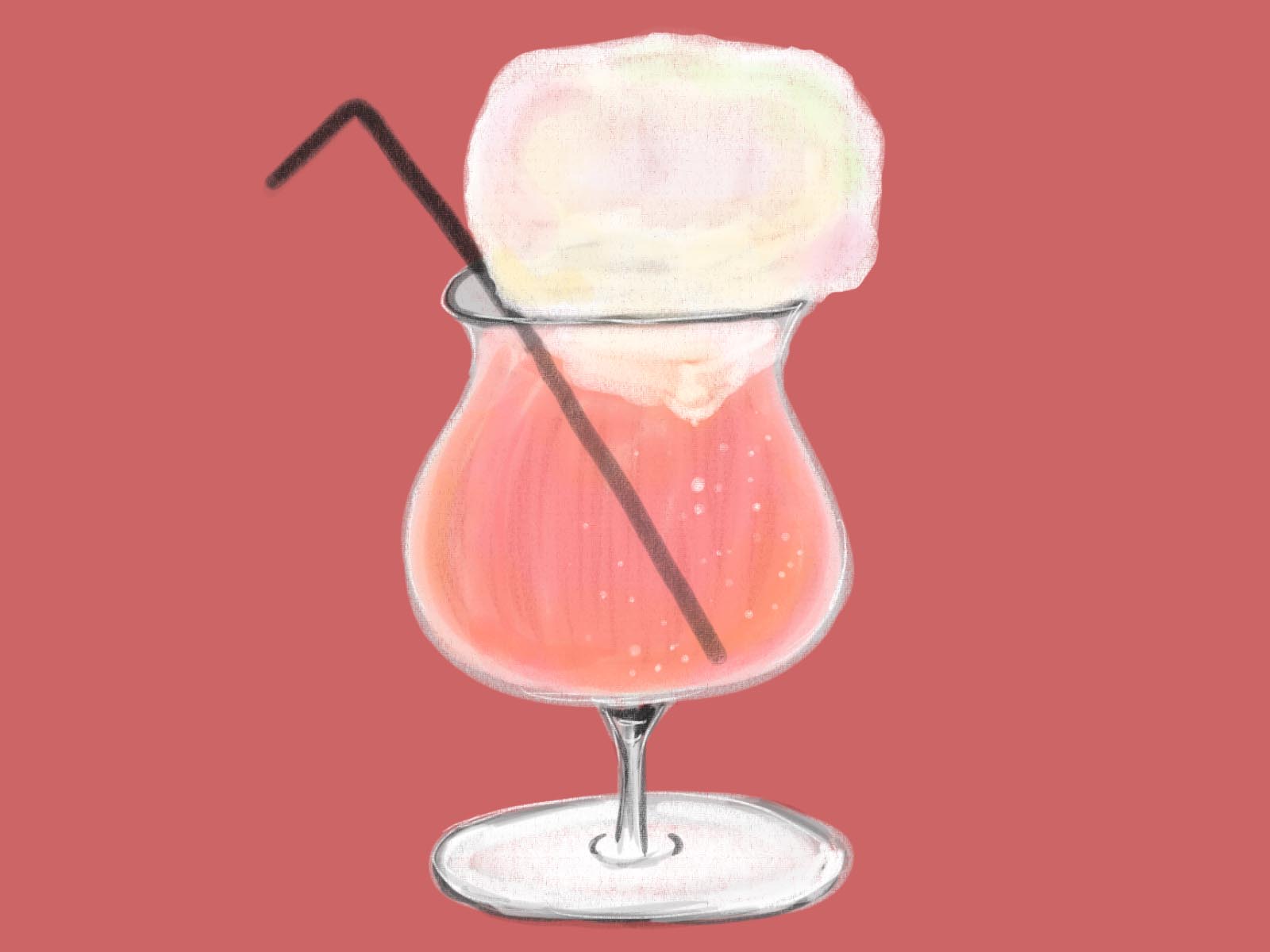 田中 清加 綿菓子がのっかったピーチソーダ 見る度にかわいいなあと思っていたので 描いてみました でも 食べるんなら 綿菓子より アイスクリームがのっかってる方が好きです コットンキャンディソーダ ピンク イラスト Photoshop T