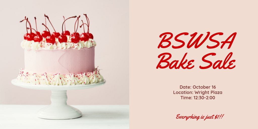 Come out this Wednesday for another sweet bake sale!🍩🍰🎂