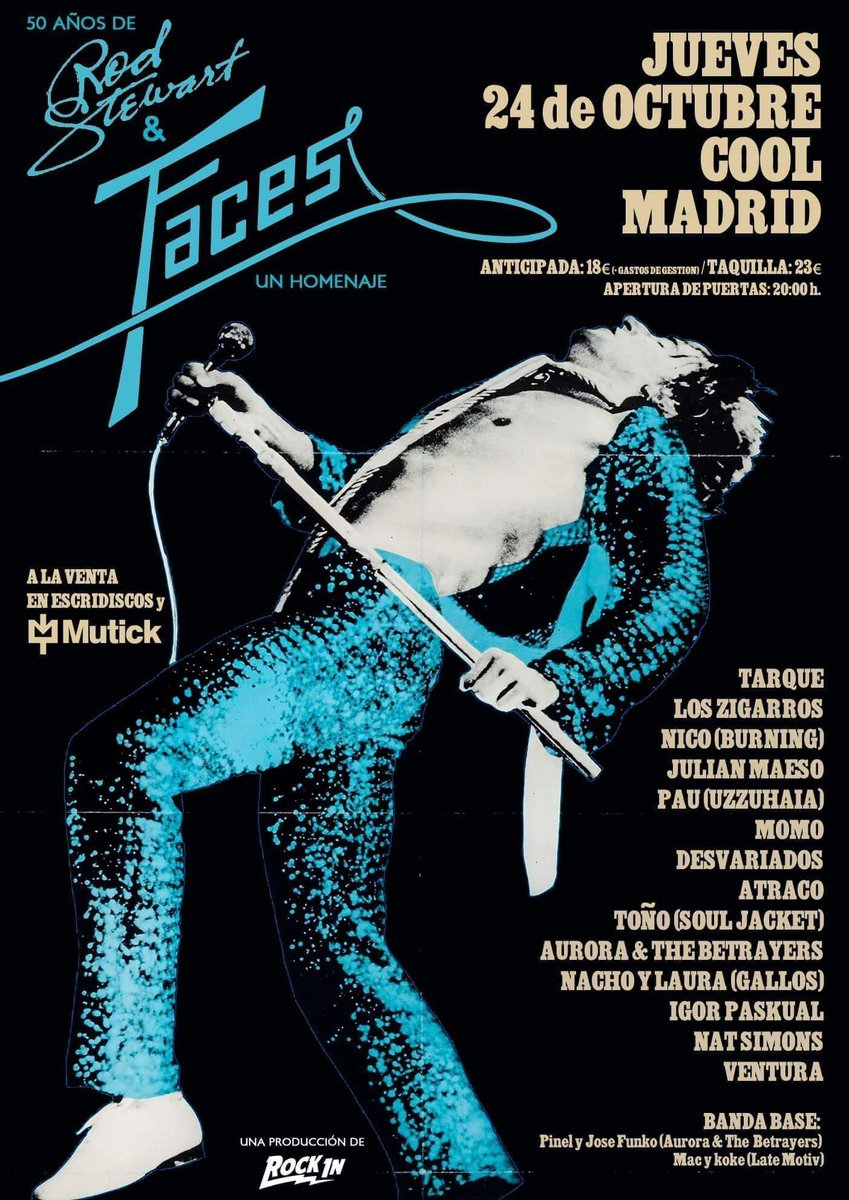 El próximo #24deoctubre voy a producir este homenaje a #thefaces #rodstewart #50aniversario Si lo tuyo es el #rock en estado puro saca tu entrada o llora cuando te lo cuenten...mutick.com/es/events/entr…