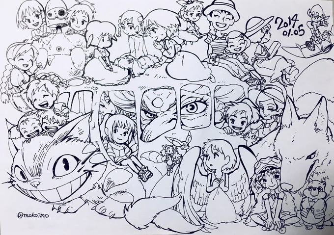 イラレで塗ろうとして途中でデータ消えて心が折れた元絵が出てきた…ジブリがすき… 