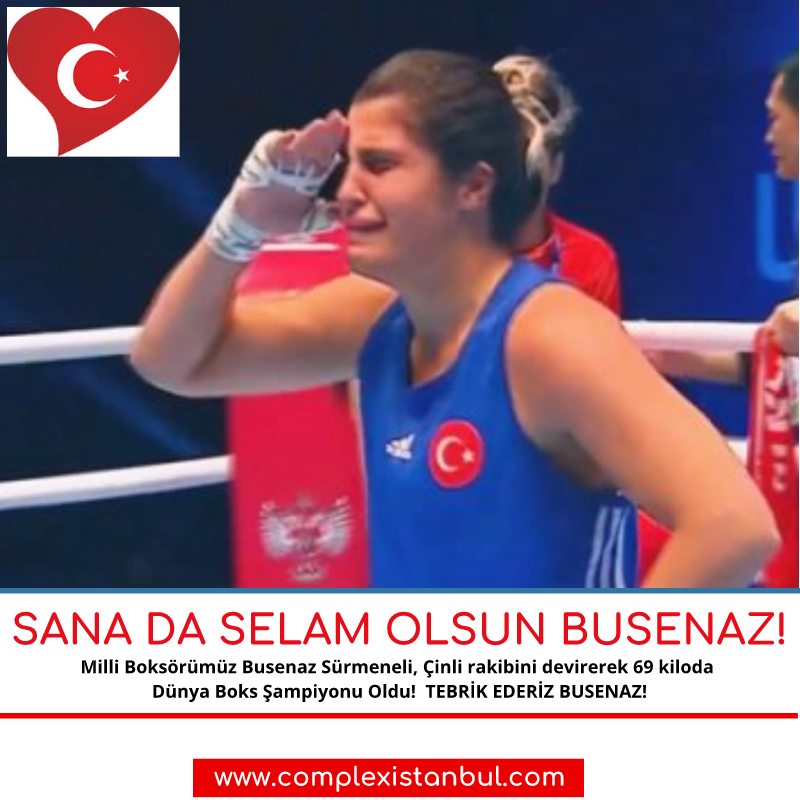 Milli Boksörümüz Busenaz Sürmeneli Çinli rakibini yenerek 69 kiloda Dünya Boks Şampiyonu oldu. Seninle gurur duyuyoruz BUSENAZ!🇹🇷🇹🇷🇹🇷👏👏👏#busenazsurmeneli #complexistanbul #BarisPinariHarekati ti