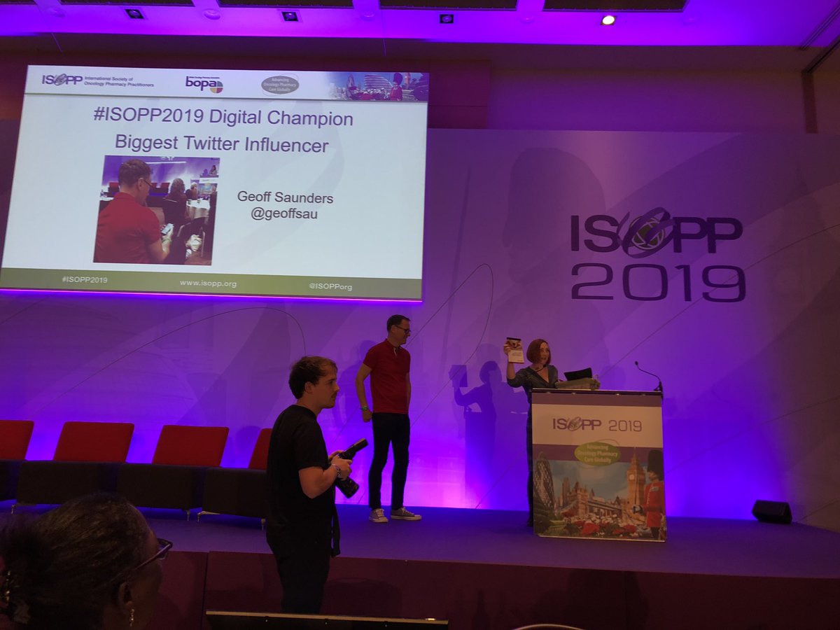 Congrats <a href="/geoffsau/">Geoff Saunders 〓〓</a> on biggest twitter influencer #ISOPP2019